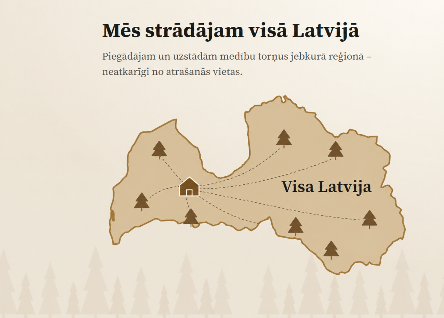 Latvijas karte ar piegādes maršrutiem uz visiem reģioniem – visa Latvija
